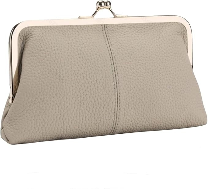 Wallet For Women, Genuine Leather Coin Purse Kiss Lock Wallets With Zipper Coin Pocket, Multi-card Slots Card Holder