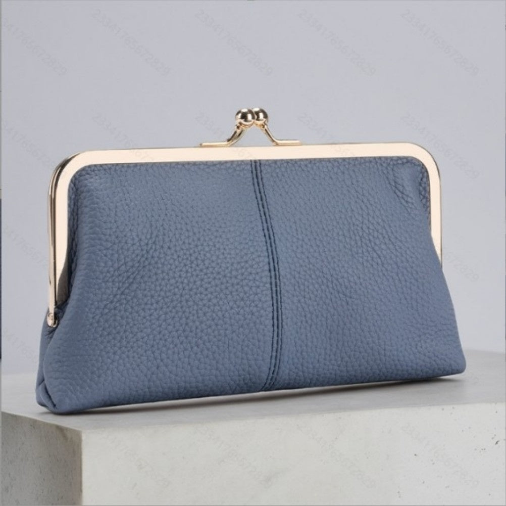 Wallet For Women, Genuine Leather Coin Purse Kiss Lock Wallets With Zipper Coin Pocket, Multi-card Slots Card Holder