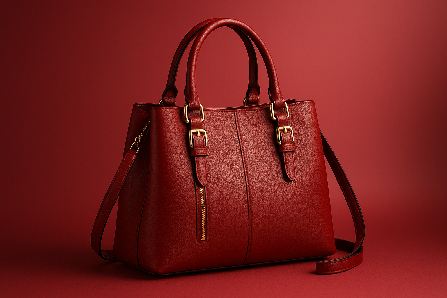 create a women bag image with red and background
